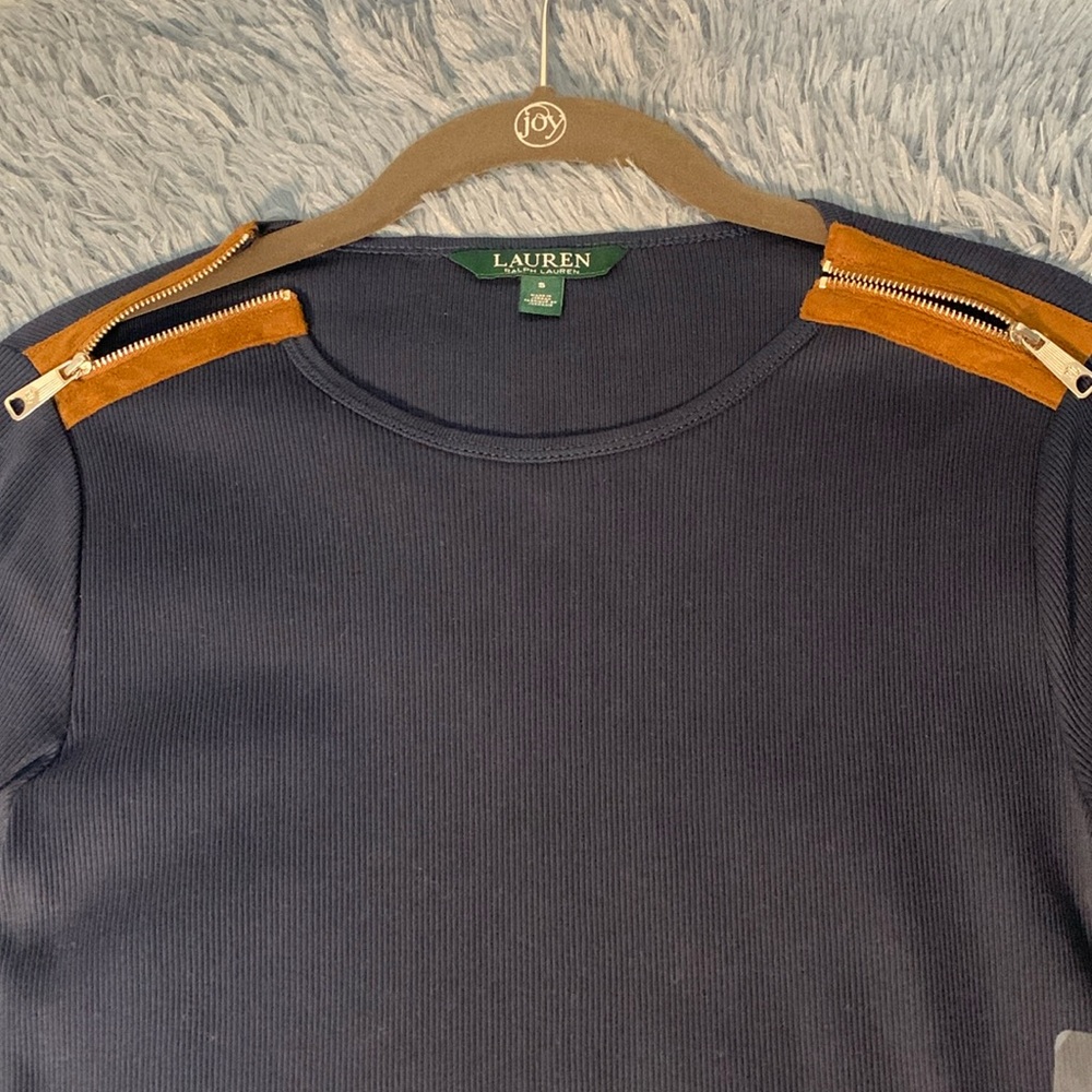 🆕Lauren Ralph Lauren Women’s Long Sleeve Shirt With Shoulder Zipper Detail